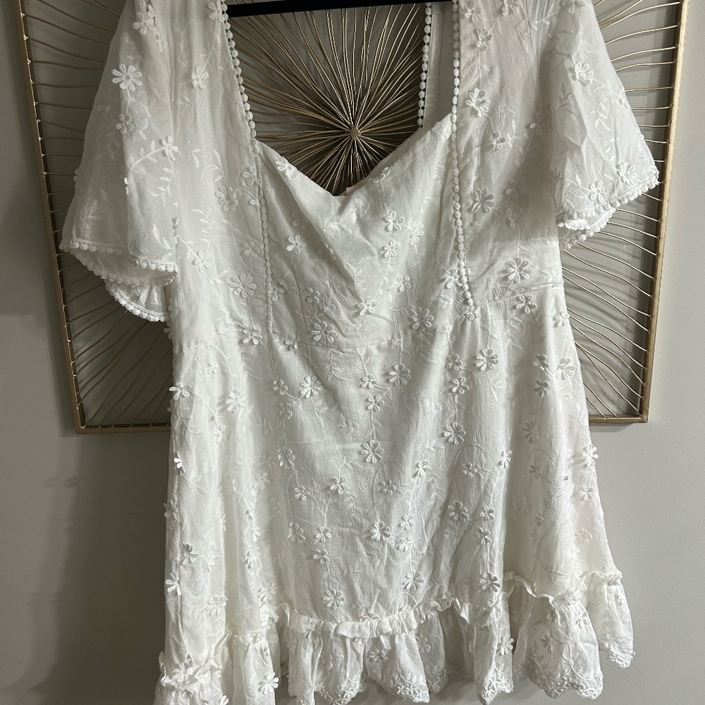 show white lace mini dress size us 16